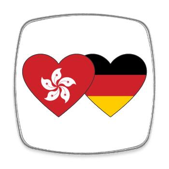Hong Kong Germany Flag Heart - Square fridge magnet - white - Front