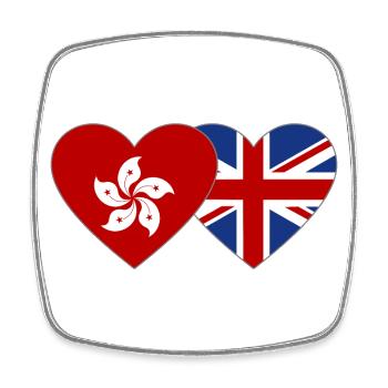 Hong Kong England Flag Heart - Square fridge magnet - white - Front