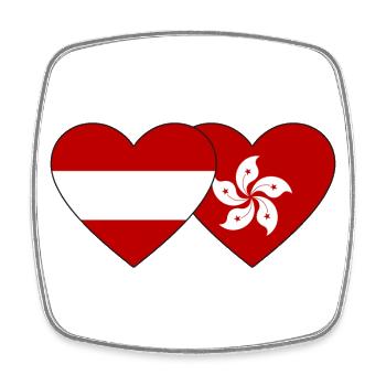 Austria Hong Kong Flag Heart - Square fridge magnet - white - Front