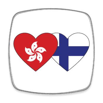 Hong Kong Finland Flag Heart - Square fridge magnet - white - Front