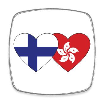Finland Hong Kong Flag Heart - Square fridge magnet - white - Front