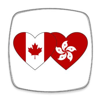 Canada Hong Kong Flag Heart - Square fridge magnet - white - Front