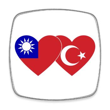 Taiwan Türkiye Flag Heart - Square fridge magnet - white - Front