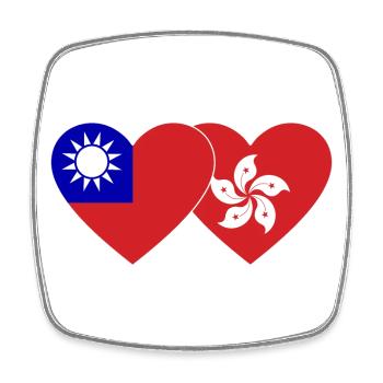 Taiwan Hong Kong Flag Heart - Square fridge magnet - white - Front