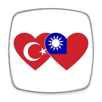 Türkiye Taiwan Flag Heart - Magnet carré - blanc - Devant