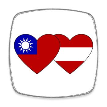 Taïwan Autriche Flag Heart - Magnet carré - blanc - Devant