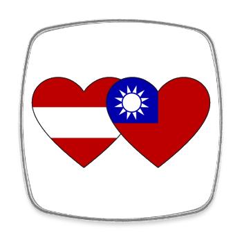 Autriche Taiwan Flag Heart - Magnet carré - blanc - Devant