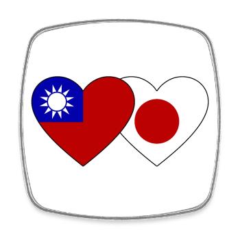 Taiwan Japan Flag Heart - Square fridge magnet - white - Front