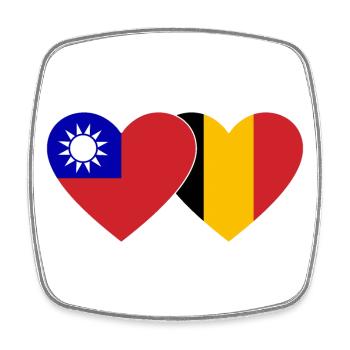 Taïwan Belgique Flag Heart - Magnet carré - blanc - Devant
