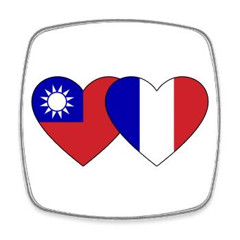 Taiwan France Flag Heart - Magnet carré - blanc - Devant