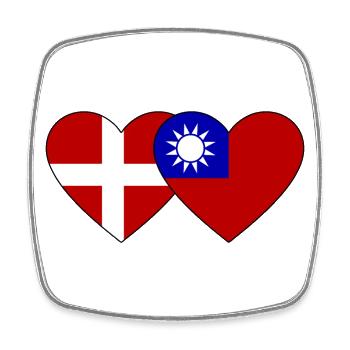 Dänemark Taiwan Flagge Herz - Viereckiger Kühlschrankmagnet - Weiß - Vorne