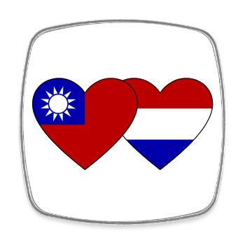 Cœur de drapeau de la Hollande de Taïwan - Magnet carré - blanc - Devant