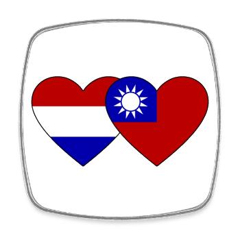 Cœur de drapeau de Taïwan - Magnet carré - blanc - Devant