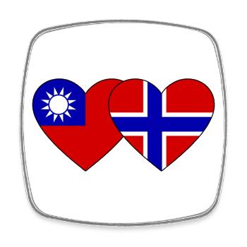 Taïwan Norvège Flag Heart - Magnet carré - blanc - Devant
