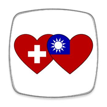 Suisse Taiwan Flag Heart - Magnet carré - blanc - Devant