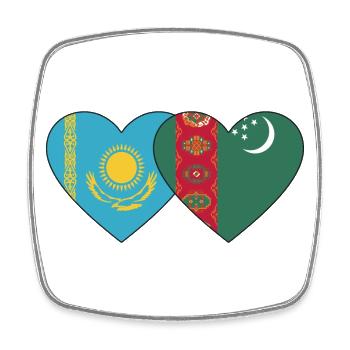 Kazakhstan Turkmenistan Flag Heart - Square fridge magnet - white - Front