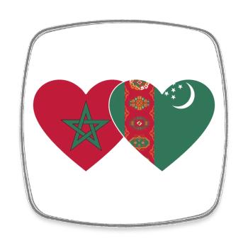 Marokko Turkmenistan Flagge Herz - Viereckiger Kühlschrankmagnet - Weiß - Vorne