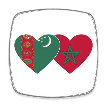 Turkmenistan Uiguren Flagge Herz - Viereckiger Kühlschrankmagnet - Weiß - Vorne