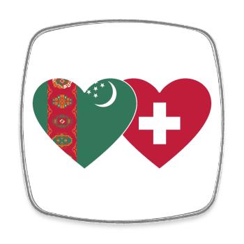 Turkmenistan Schweiz Flagge Herz - Viereckiger Kühlschrankmagnet - Weiß - Vorne
