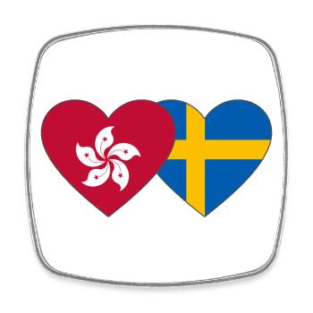 Hong Kong Sweden Flag Heart - Square fridge magnet - white - Front