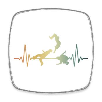 Heartbeat Parkour Wallflip ECG Pulse - Square fridge magnet - white - Front