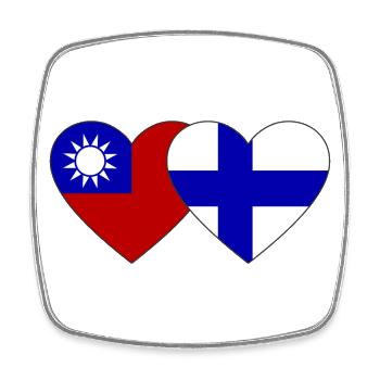 Taiwan Finnland Flagge Herz - Viereckiger Kühlschrankmagnet - Weiß - Vorne