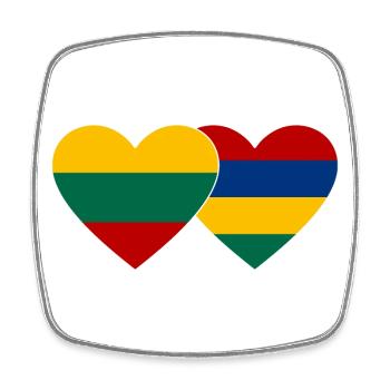 Lithuania Mauritius Flag Heart - Square fridge magnet - white - Front