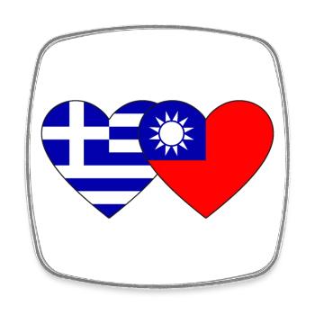 Greece Taiwan Flag Heart - Square fridge magnet - white - Front