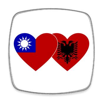 Taiwan Albanie Flag Heart - Magnet carré - blanc - Devant