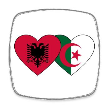 Albania Algeria Flag Heart - Square fridge magnet - white - Front