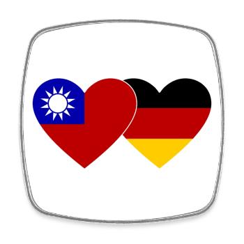 Taiwan Germany Flag Heart - Square fridge magnet - white - Front