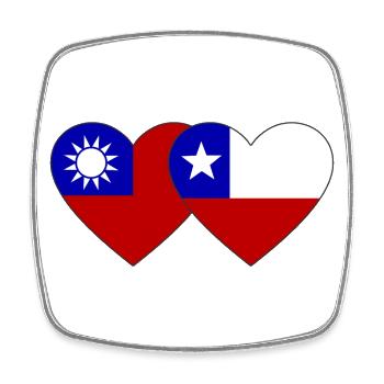 Taiwan Chile Flagge Herz - Viereckiger Kühlschrankmagnet - Weiß - Vorne