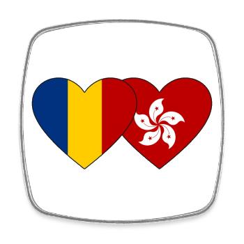 Romania Hong Kong Flag Heart - Square fridge magnet - white - Front