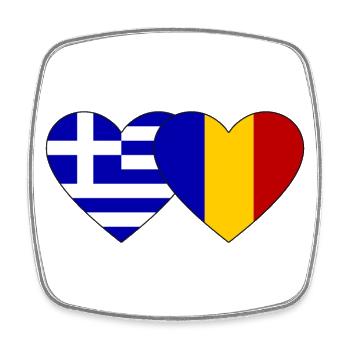 Greece Romania Flag Heart - Square fridge magnet - white - Front