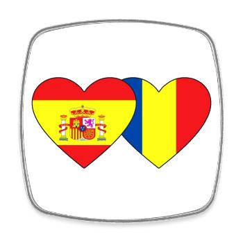 Spain Romania Flag Heart - Square fridge magnet - white - Front