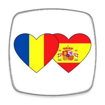Romania Spain Flag Heart - Square fridge magnet - white - Front