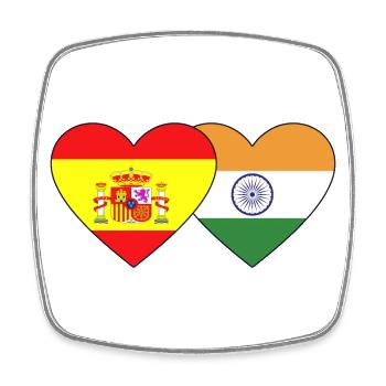 Spanien Indien Flagge Herz - Viereckiger Kühlschrankmagnet - Weiß - Vorne