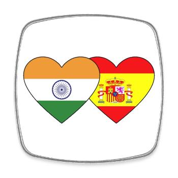India Spain Flag Heart - Square fridge magnet - white - Front