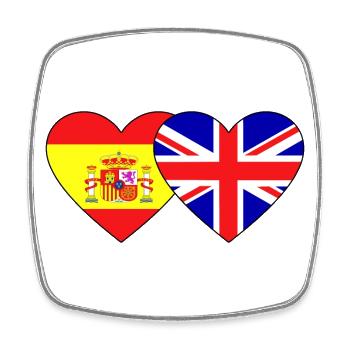 Spanien England Flagge Herz - Viereckiger Kühlschrankmagnet - Weiß - Vorne