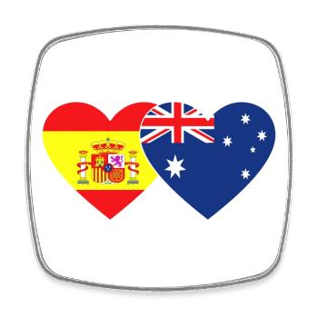 Spanien Australien Flagge Herz - Viereckiger Kühlschrankmagnet - Weiß - Vorne