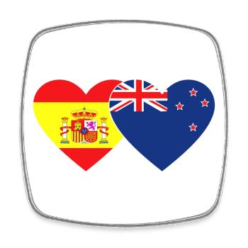 Spanien Neuseeland Flagge Herz - Viereckiger Kühlschrankmagnet - Weiß - Vorne