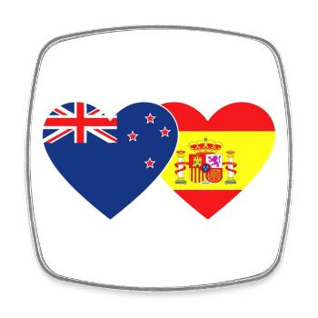 Neuseeland Spanien Flagge Herz - Viereckiger Kühlschrankmagnet - Weiß - Vorne
