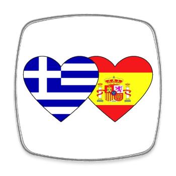 Greece Spain Flag Heart - Square fridge magnet - white - Front