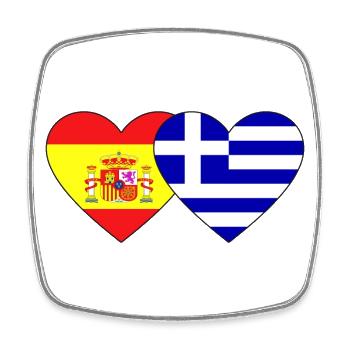 Spain Greece Flag Heart - Square fridge magnet - white - Front