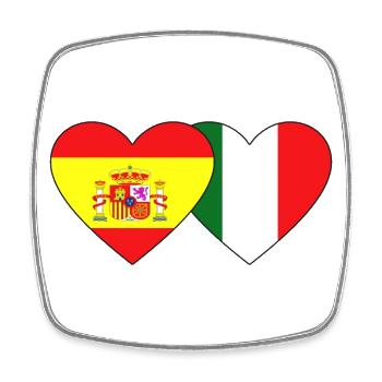 Spain Italy Flag Heart - Square fridge magnet - white - Front