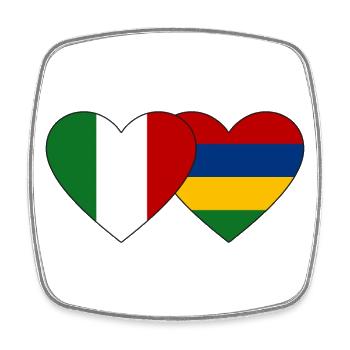 Italy Mauritius Flag Heart - Square fridge magnet - white - Front
