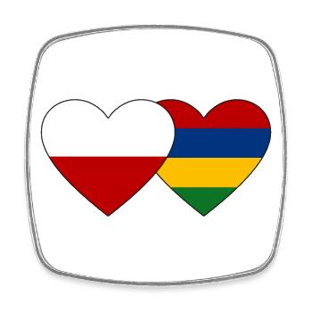 Poland Mauritius Flag Heart - Square fridge magnet - white - Front