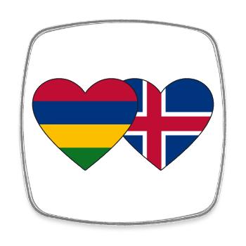 Mauritius Iceland Flag Heart - Square fridge magnet - white - Front