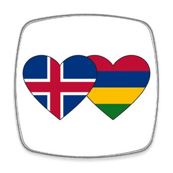 Island Mauritius Flagge Herz - Viereckiger Kühlschrankmagnet - Weiß - Vorne