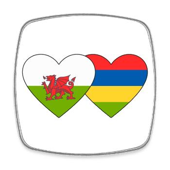 Wales Mauritius Flagge Herz - Viereckiger Kühlschrankmagnet - Weiß - Vorne